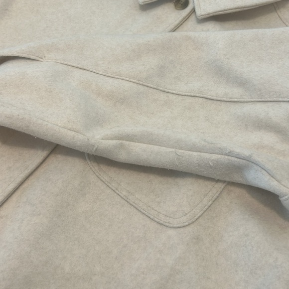 Old Navy Oversized Soft Brushed Shacket Heather Oatmeal Button Front XL Petite - Picture 17 of 17